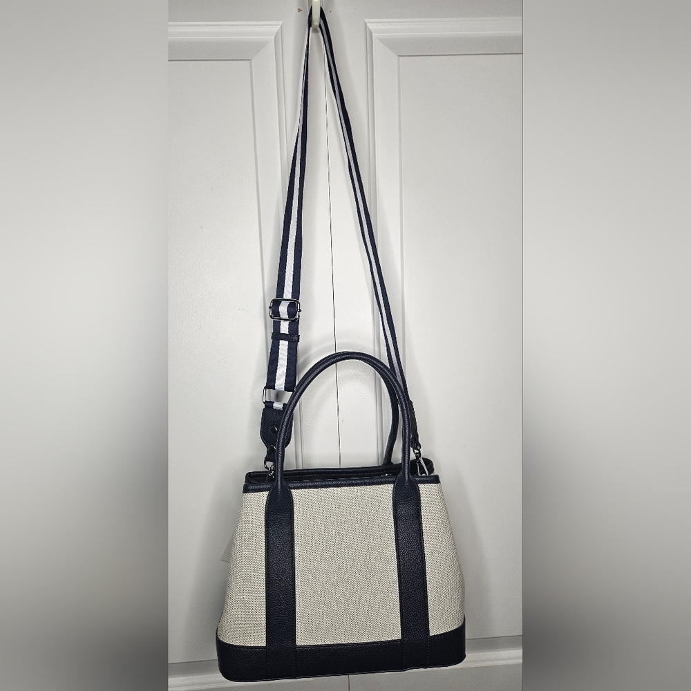 Miztique Lia Canvas Satchel Navy Vegan Leather - Picture 4 of 9